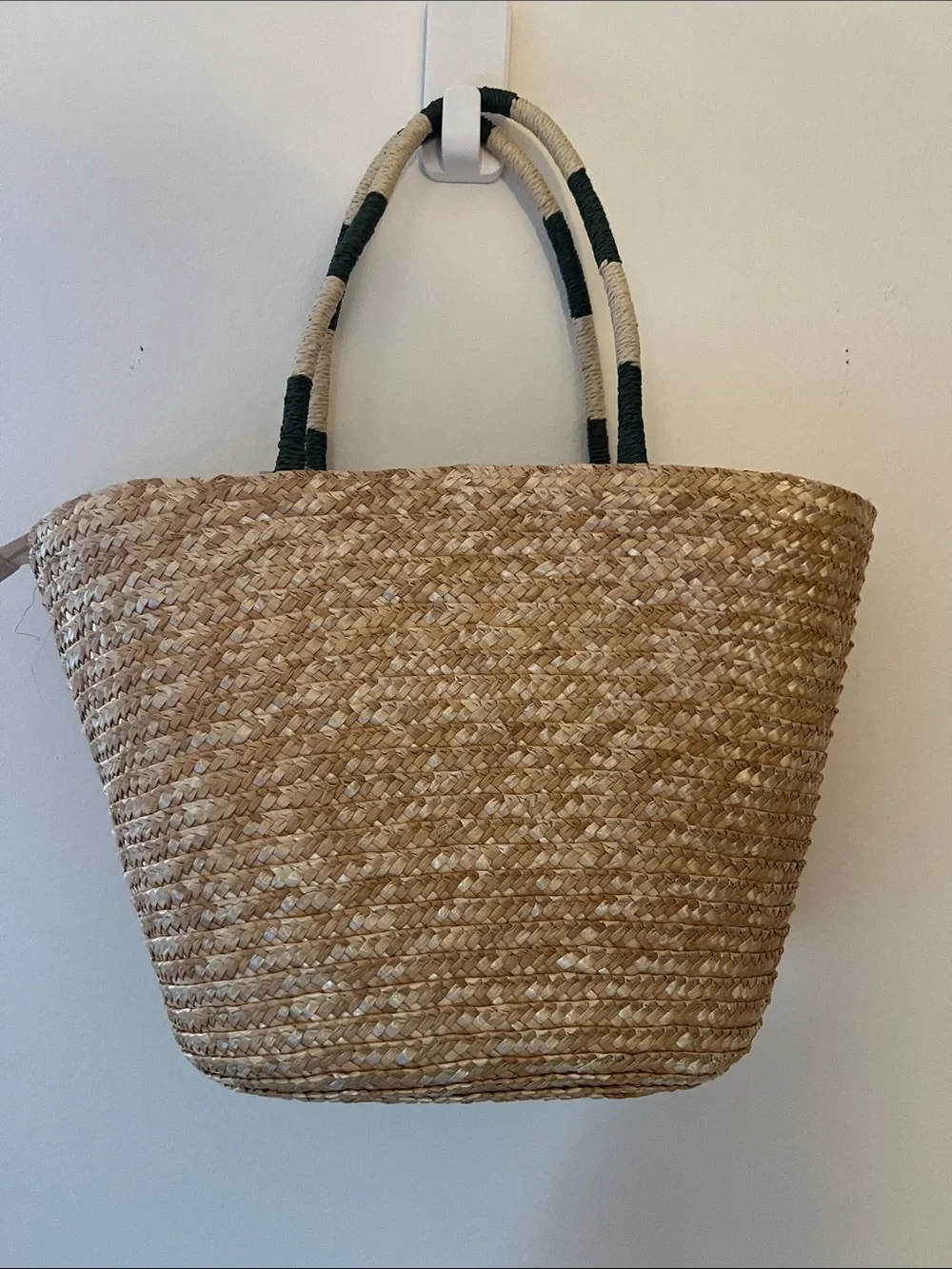Embroidered Cherry Straw Tote - Natural/Red